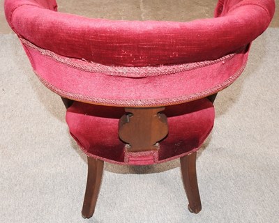 Lot 504 - A Victorian red upholstered desk chair