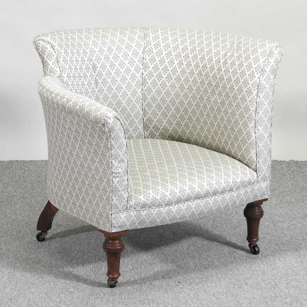 Lot 607 A Victorian tub shaped armchair
