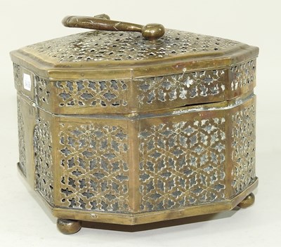 Lot 94 - A Persian pierced brass casket