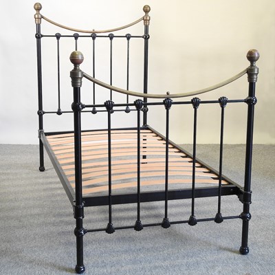 Lot 502 - A brass and painted single bedstead