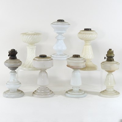 Lot 207 - A collection of opaline lamps