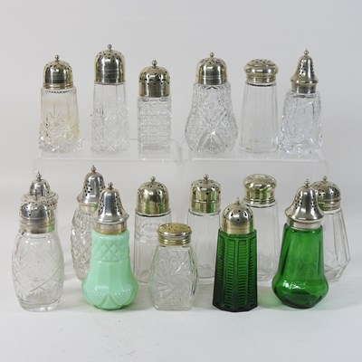 Lot 206 - A collection of early 20th century glass sugar sifters