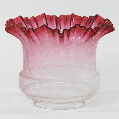Lot 21 - A pink glass oil lamp shade
