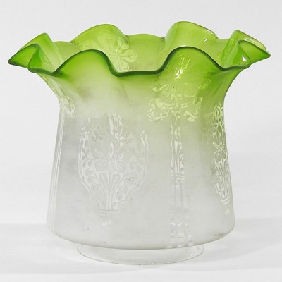 Lot 111 - A glass oil lamp shade