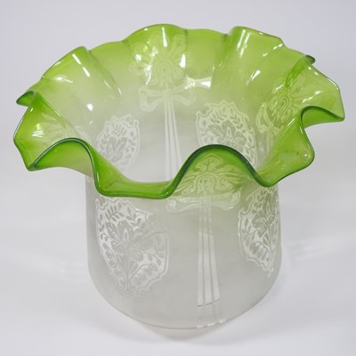 Lot 111 - A glass oil lamp shade