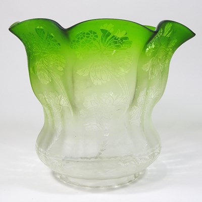 Lot 42 - A glass oil lamp shade