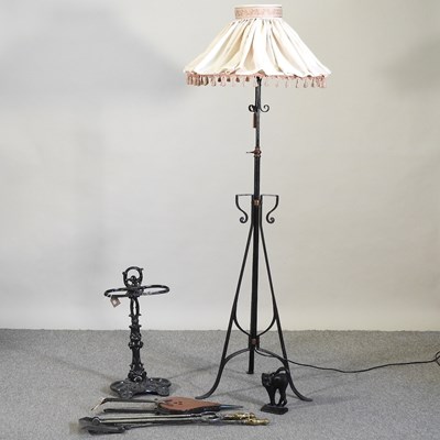 Lot 428 - A black painted iron standard lamp