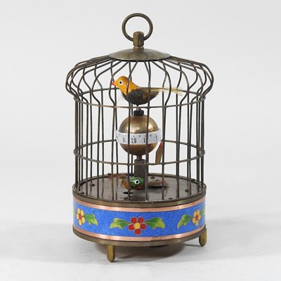 Lot 138 - A modern cloisonné automaton clock