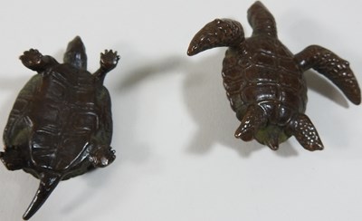 Lot 67 - A Japanese bronze turtle