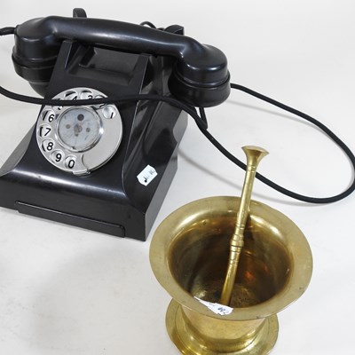 Lot 5 - A vintage black bakelite telephone