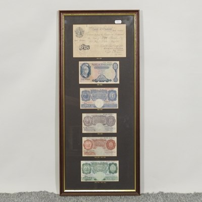 Lot 217 - A collection of six pre-decimal banknotes