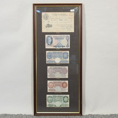 Lot 218 - A collection of six pre-decimal banknotes