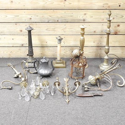 Lot 304 - Two boxes of brass lamps