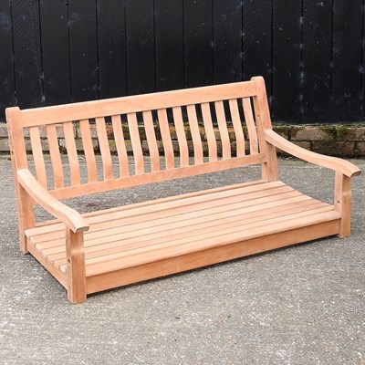 Lot 379 - A teak garden bench