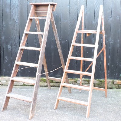 Lot 395 - A wooden step ladder