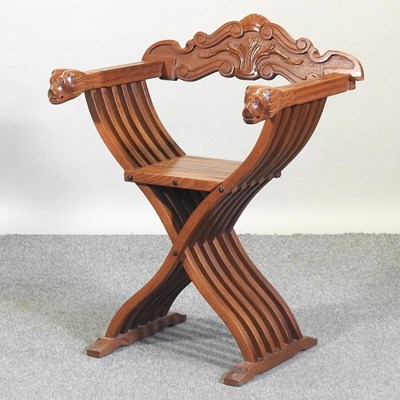 Lot 676 - A Savonarola armchair