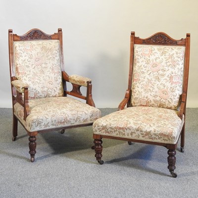 Lot 587 - A pair of Edwardian armchairs