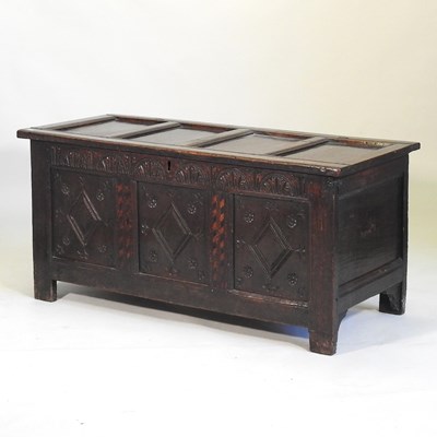 Lot 362 - An 18th century oak coffer