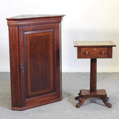 Lot 596 - A 19th century inlaid corner cabinet