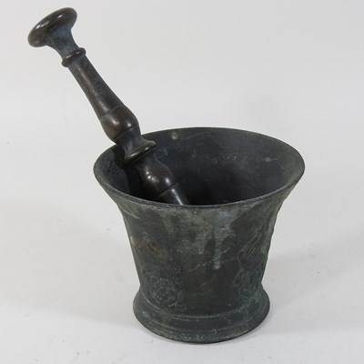 Lot 236 - A 17th century bronze pestle and mortar