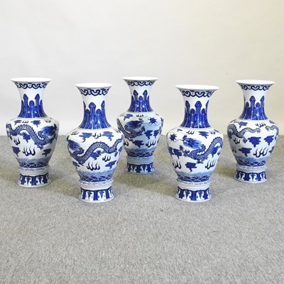 Lot 80 - A garniture of five Chinese vases
