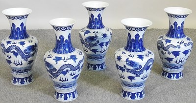 Lot 80 - A garniture of five Chinese vases