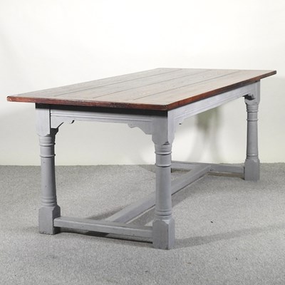 Lot 443 - A painted oak refectory table