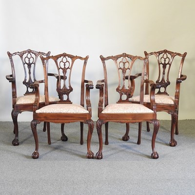 Lot 144 - A set of four Chippendale style carver chairs