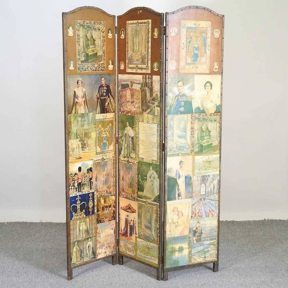 Lot 831 - A three-fold dressing screen