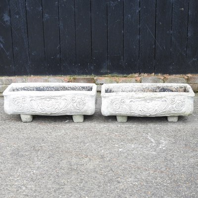 Lot 490 - A pair of cast stone garden troughs