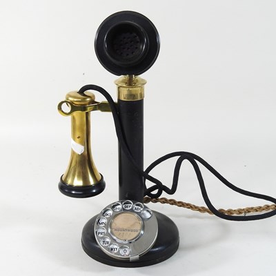 Lot 147 - An early 20th century brass mounted stick telephone