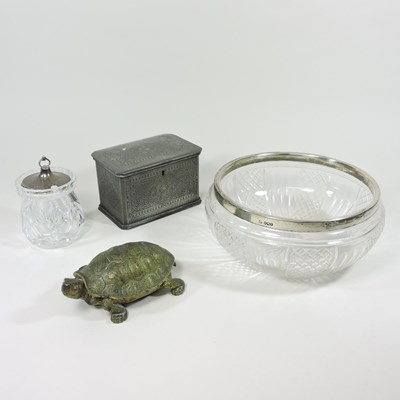 Lot 617 - A silver mounted cut glass bowl