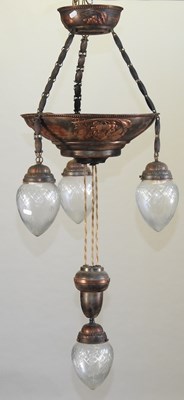 Lot 73 - An ornate early 20th century gilt metal pendant ceiling light