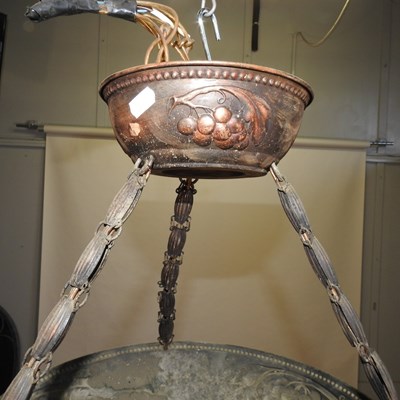 Lot 73 - An ornate early 20th century gilt metal pendant ceiling light