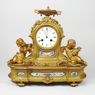 Lot 249 - A 19th century French ormolu mantel clock