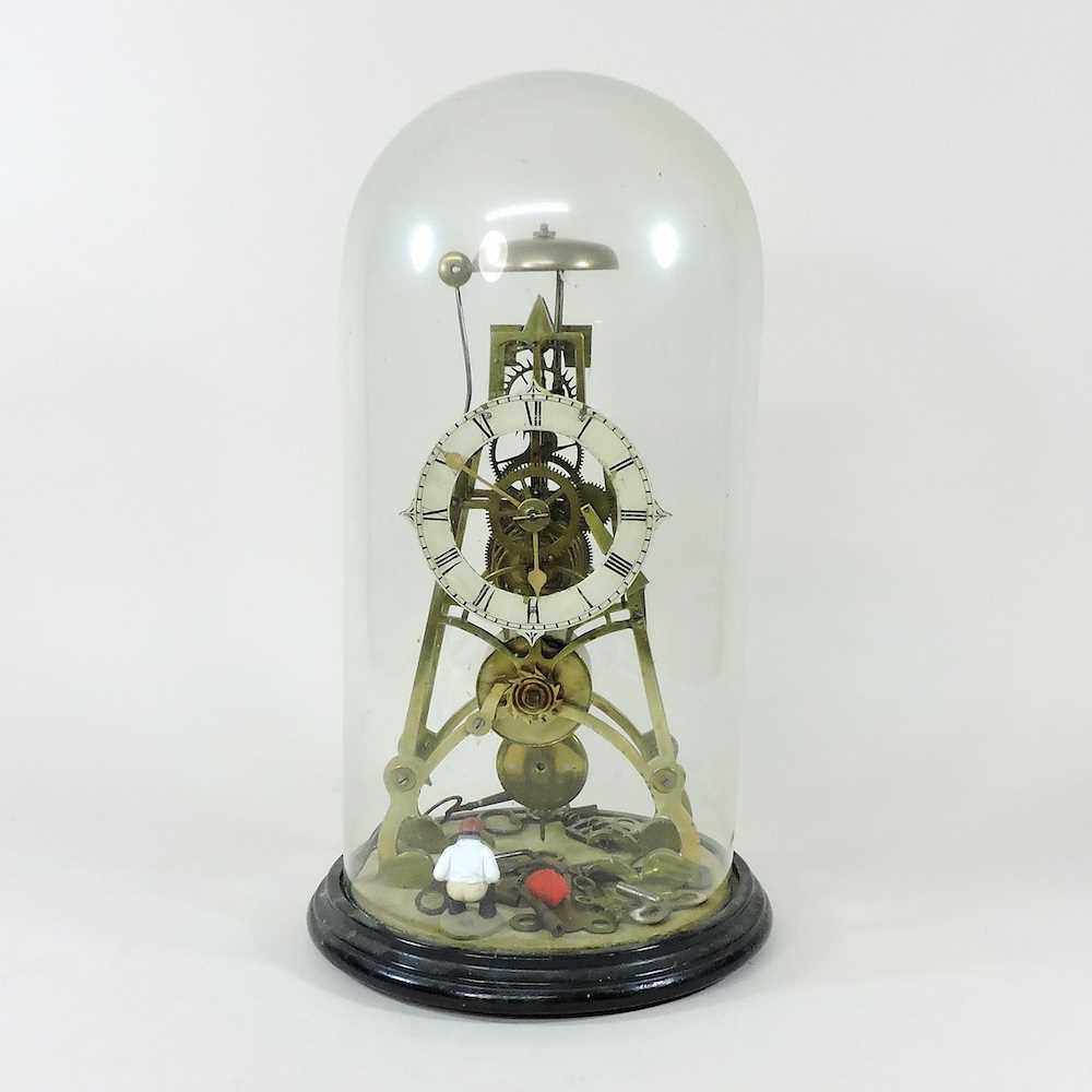 Lot 135 - A 19th century skeleton clock