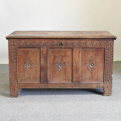 Lot 415 - An 18th century elm coffer