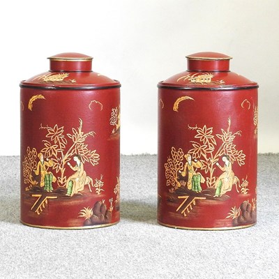 Lot 833 - A pair of tole style tea canisters