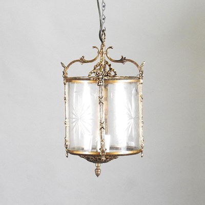 Lot 338 - A brass hall lantern