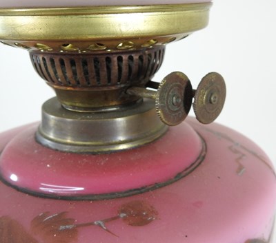 Lot 103 - An opaline oil lamp