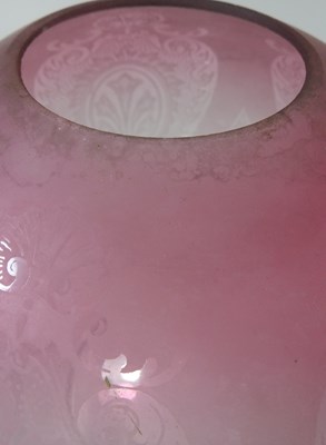 Lot 247 - A pink glass oil lamp shade