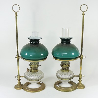 Lot 279 - A pair of brass student lamps