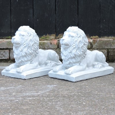 Lot 465 - A pair of reconstituted stone lions