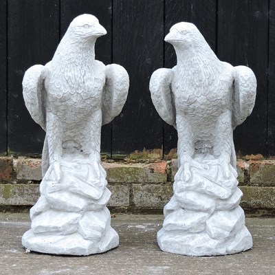 Lot 454 - A pair of reconstituted stone eagles