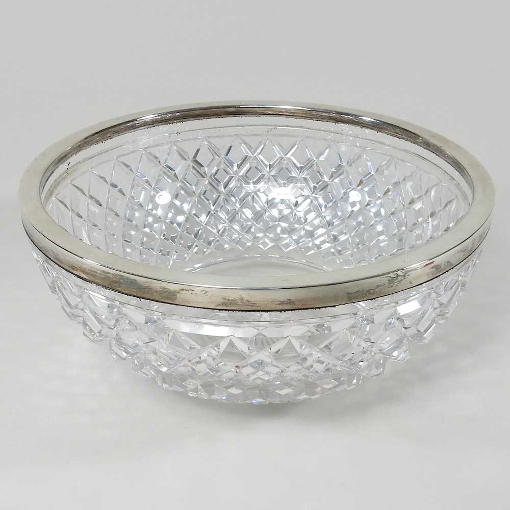 Lot 166 A silver mounted cut glass bowl