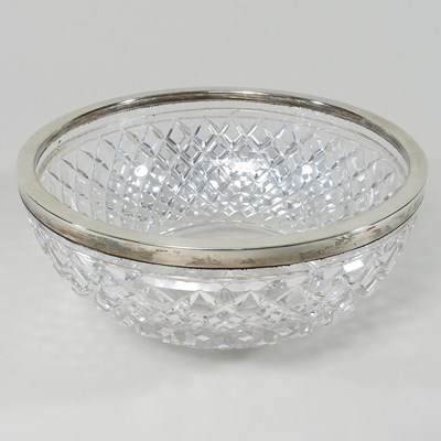 Lot 166 - A silver mounted cut glass bowl