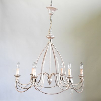 Lot 440 - A silver painted metal chandelier