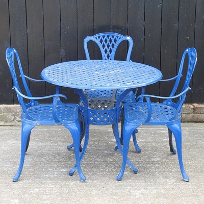 Lot 489 - A blue painted garden table