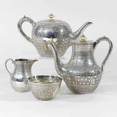 Lot 14 - A Victorian silver tea set