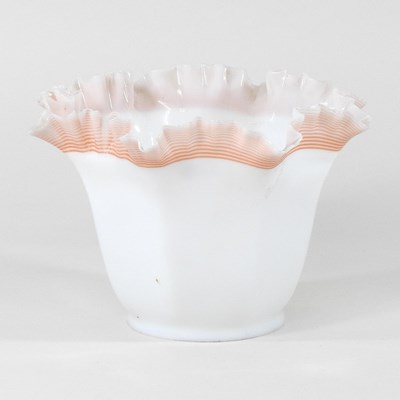 Lot 30 - A white glass oil lamp shade